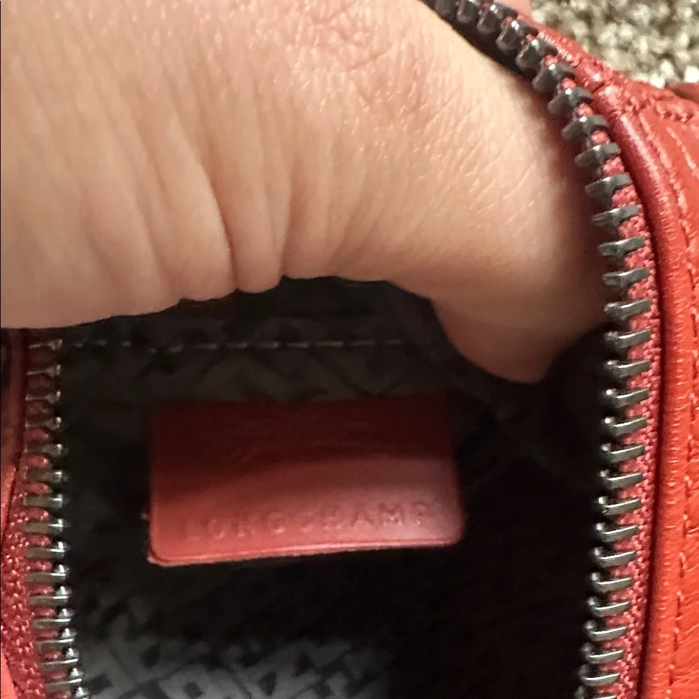 Longchamp Le Pilage Cuir Red Leather Crossbody Bag - Picture 8 of 9